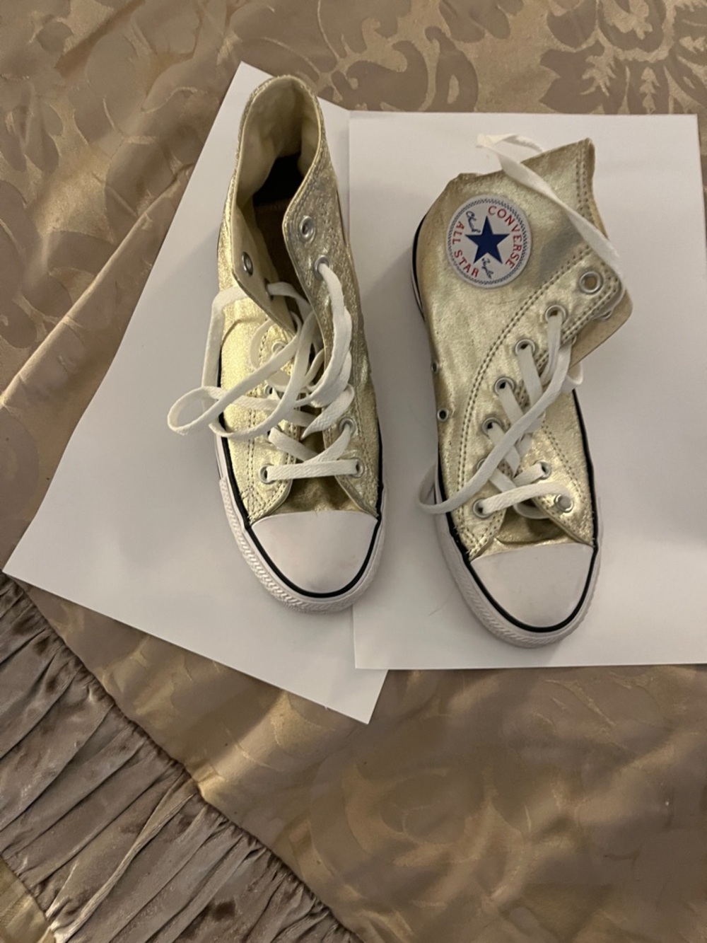 Converse Metallic Gold High-Top Sneakers with White Accents